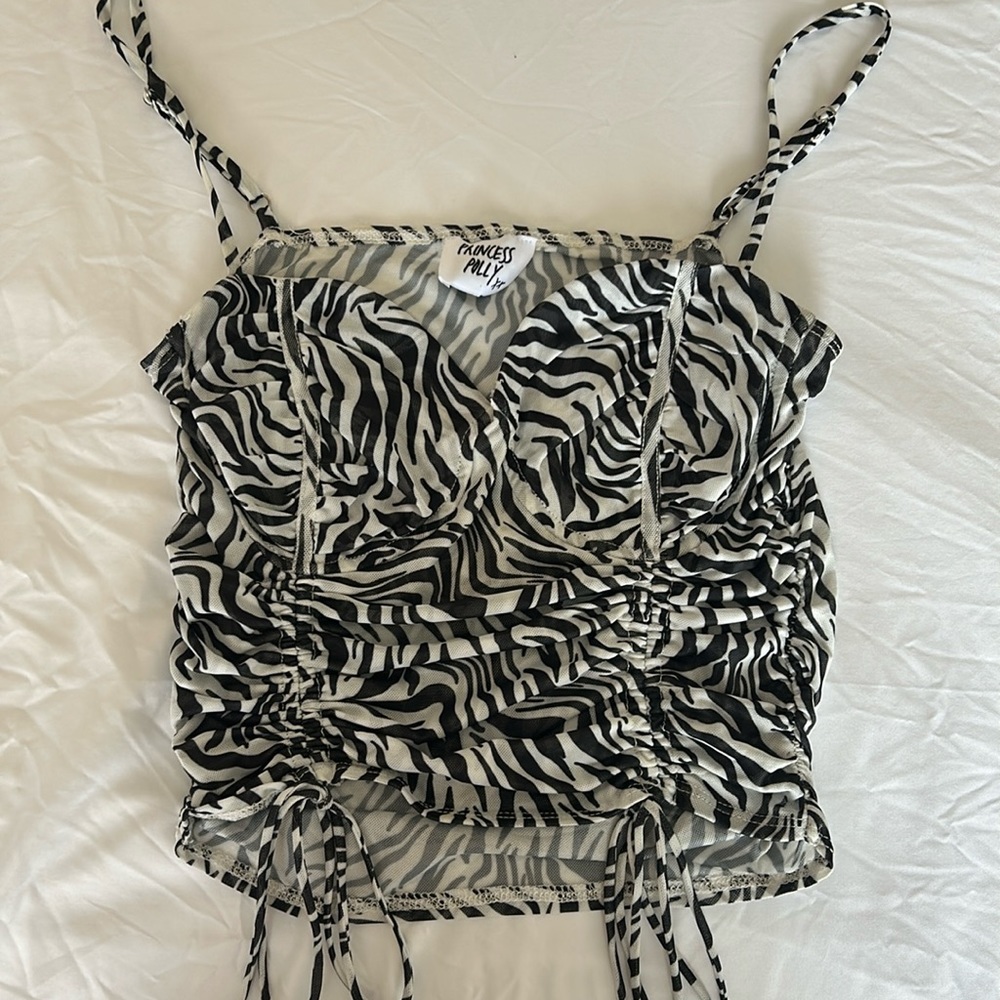 Zebra print Princess Polly mesh  cropped tank top